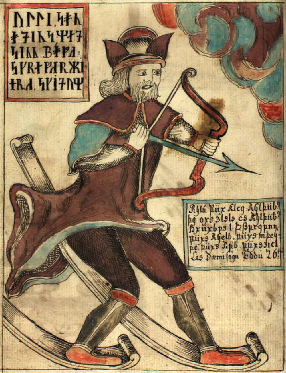  Illustration of Ullr from an 18th-century Icelandic manuscript